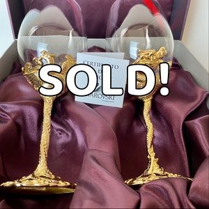 Swarovski crystal dragon and phoenix wine glass